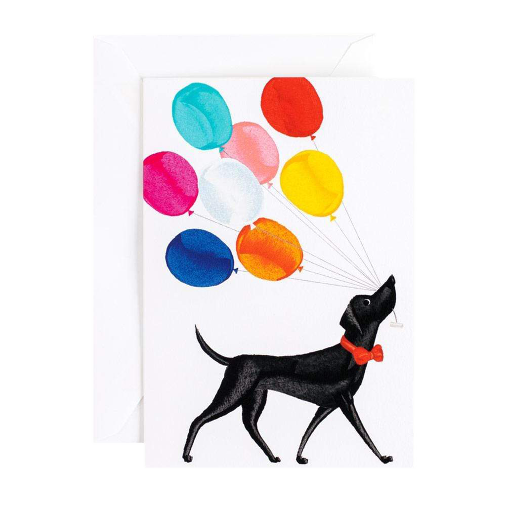 Dog with Balloons Birthday Card