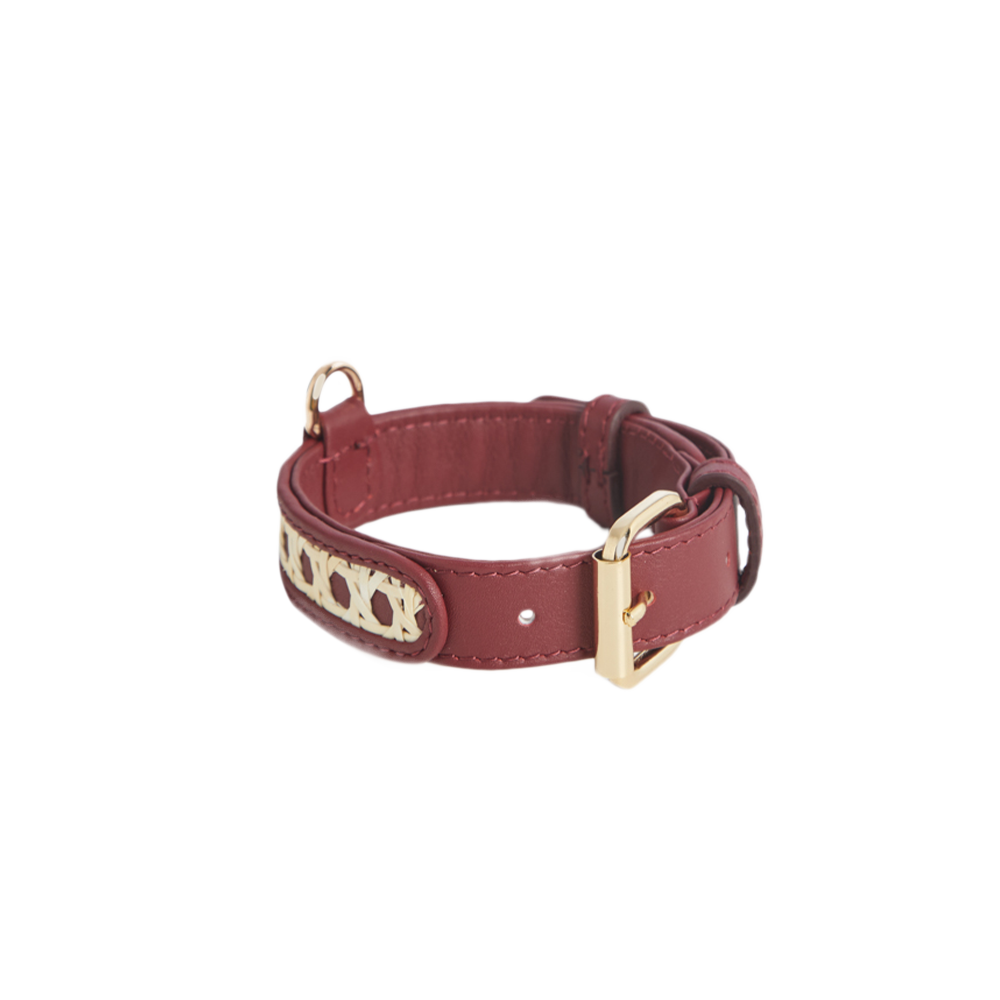 Leather Dog Collar, Burgundy
