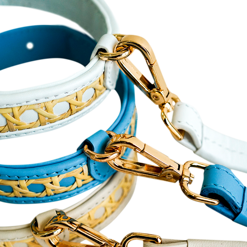 Leather Dog Collar, Baby Blue